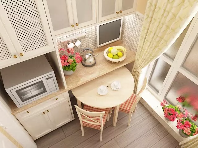 5 design de cozinha quadrada. M (100 fotos): Reparação na cozinha 5 metros quadrados, conjunto de cozinha e outros móveis, idéias planejamento para pequena cozinha 9454_31