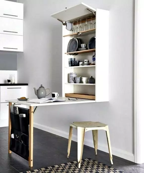 5 design de cozinha quadrada. M (100 fotos): Reparação na cozinha 5 metros quadrados, conjunto de cozinha e outros móveis, idéias planejamento para pequena cozinha 9454_41