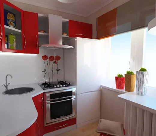 5 квадратни кујнски дизајн. M (100 фотографии): поправка во кујната 5 квадратни метри, кујна сет и друг мебел, идеи планирање за мала кујна 9454_87