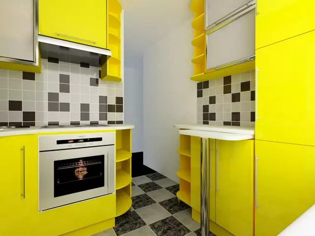 5 neliön keittiön muotoilu. M (100 valokuvaa): Korjaus keittiössä 5 neliömetriä, keittiöasetti ja muut huonekalut, ideat Suunnittelu pienelle keittiölle 9454_95