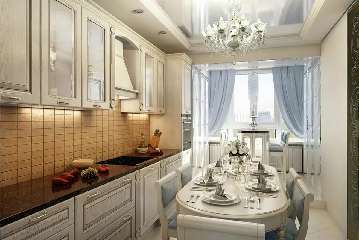 Desain dapur 9 méter pasagi. M (143 poto): Pamendak tina tata jeung interior dapur 9 méter pasagi dina susun has, proyék desainer 9456_101