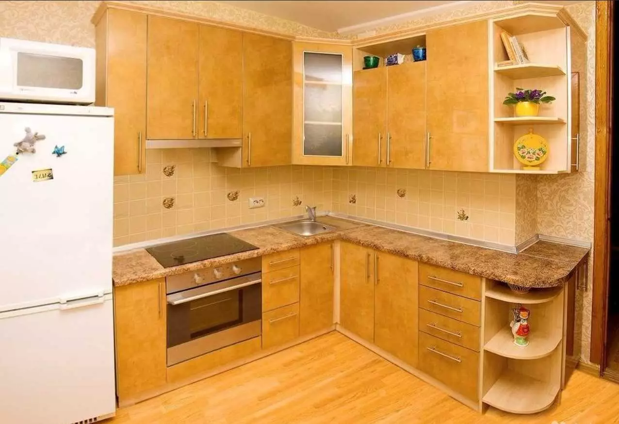Virtuvės dizainas 9 kvadratiniai metrai. M (143 nuotraukos): planavimo ir interjero virtuvės idėjos 9 kvadratinių metrų tipiškuose butuose, dizainerio projektuose 9456_11