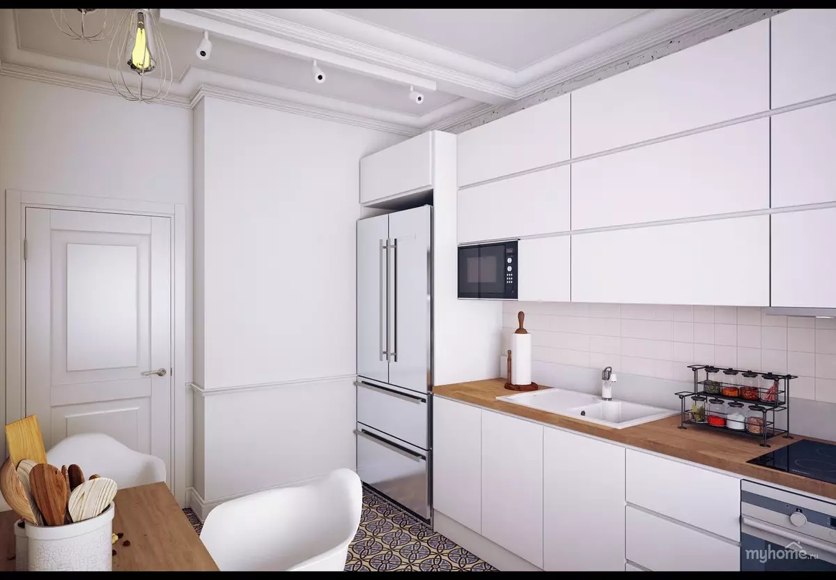 Virtuvės dizainas 9 kvadratiniai metrai. M (143 nuotraukos): planavimo ir interjero virtuvės idėjos 9 kvadratinių metrų tipiškuose butuose, dizainerio projektuose 9456_126