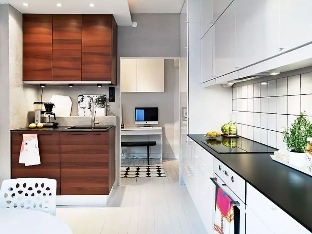 Virtuvės dizainas 9 kvadratiniai metrai. M (143 nuotraukos): planavimo ir interjero virtuvės idėjos 9 kvadratinių metrų tipiškuose butuose, dizainerio projektuose 9456_15