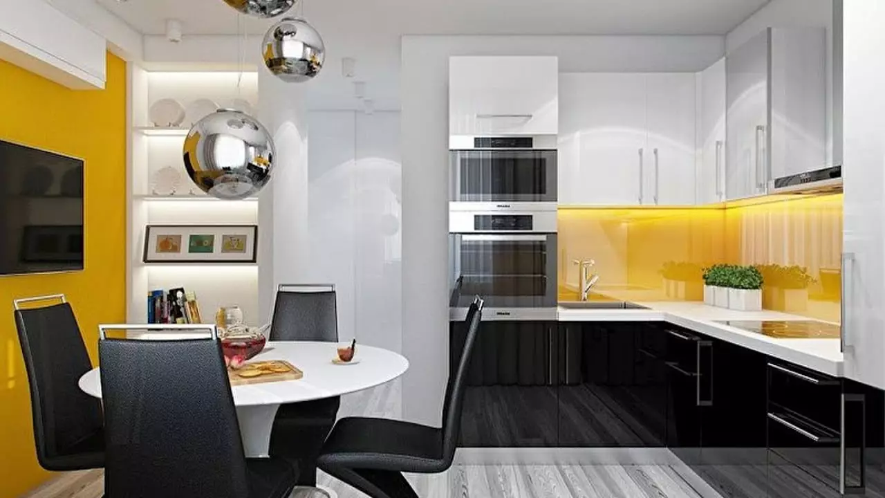 Virtuvės dizainas 9 kvadratiniai metrai. M (143 nuotraukos): planavimo ir interjero virtuvės idėjos 9 kvadratinių metrų tipiškuose butuose, dizainerio projektuose 9456_18