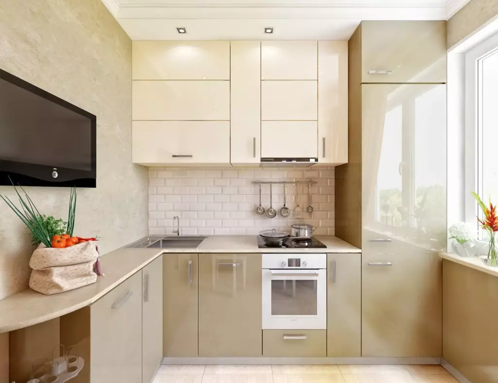 Virtuvės dizainas 9 kvadratiniai metrai. M (143 nuotraukos): planavimo ir interjero virtuvės idėjos 9 kvadratinių metrų tipiškuose butuose, dizainerio projektuose 9456_6