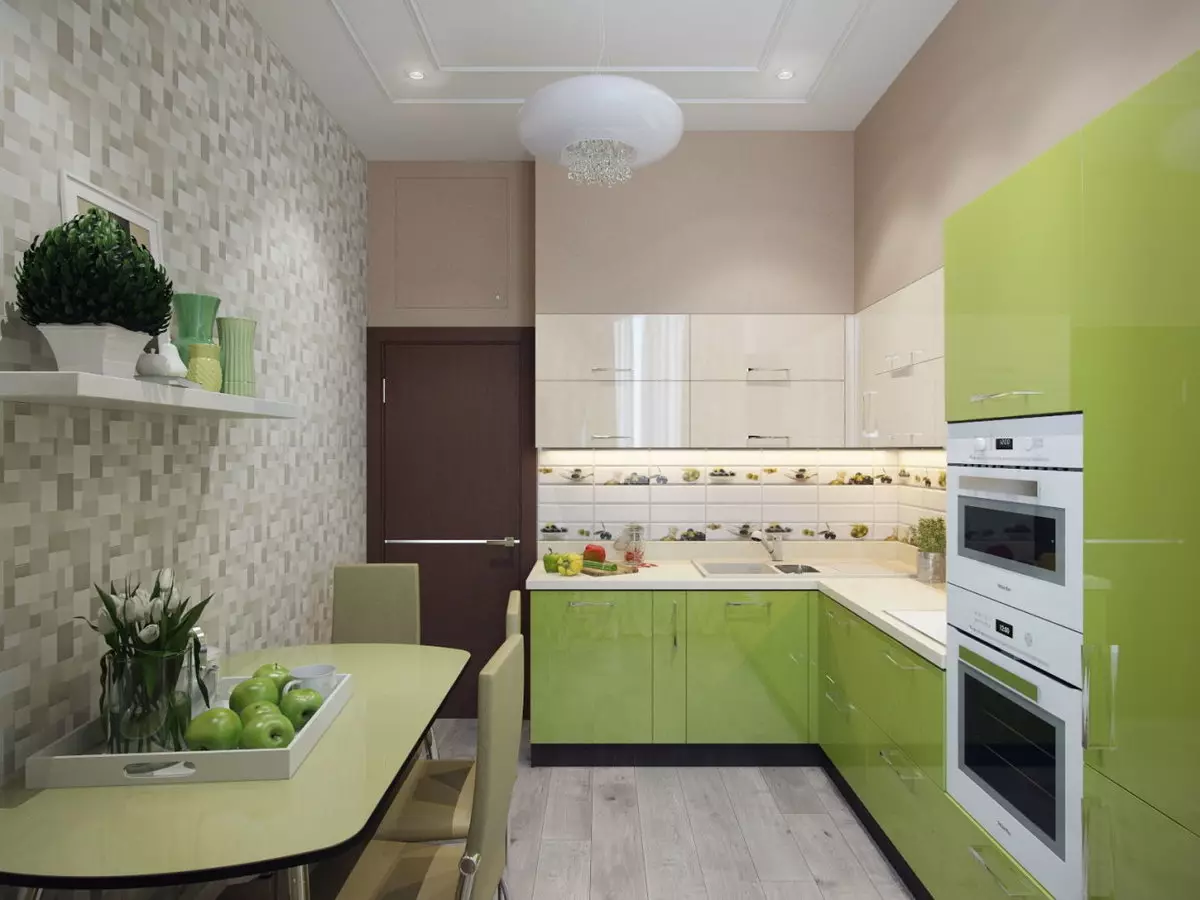 Desain dapur 9 méter pasagi. M (143 poto): Pamendak tina tata jeung interior dapur 9 méter pasagi dina susun has, proyék desainer 9456_65