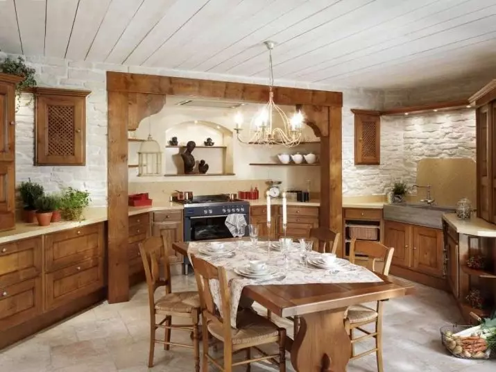 ایک مورچا ہاؤس میں باورچی خانے (68 تصاویر): ایک چولہا کے ساتھ ایک پرانے دیہی گھر میں داخلہ ڈیزائن خیالات. گاؤں میں باورچی خانے کی ماحولیاتی انتظام اور سجاوٹ 9457_64