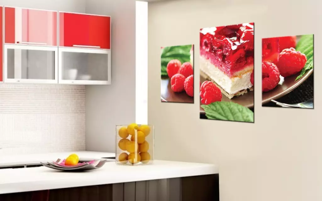 Imagini în bucătărie (48 fotografii): Ce poate fi atârnat pe perete? Picturi frumoase de ulei în interior, în continuare dureri cu fructe și albine de bucătărie alb-negru 9458_37