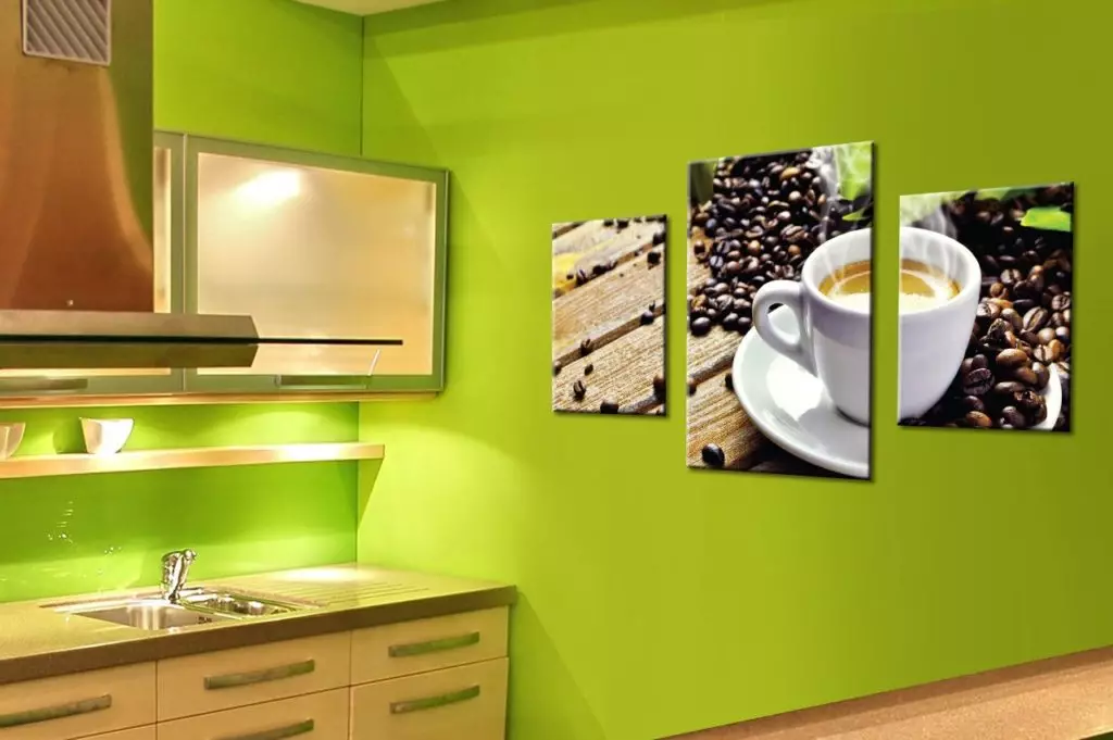 Imagini în bucătărie (48 fotografii): Ce poate fi atârnat pe perete? Picturi frumoase de ulei în interior, în continuare dureri cu fructe și albine de bucătărie alb-negru 9458_6