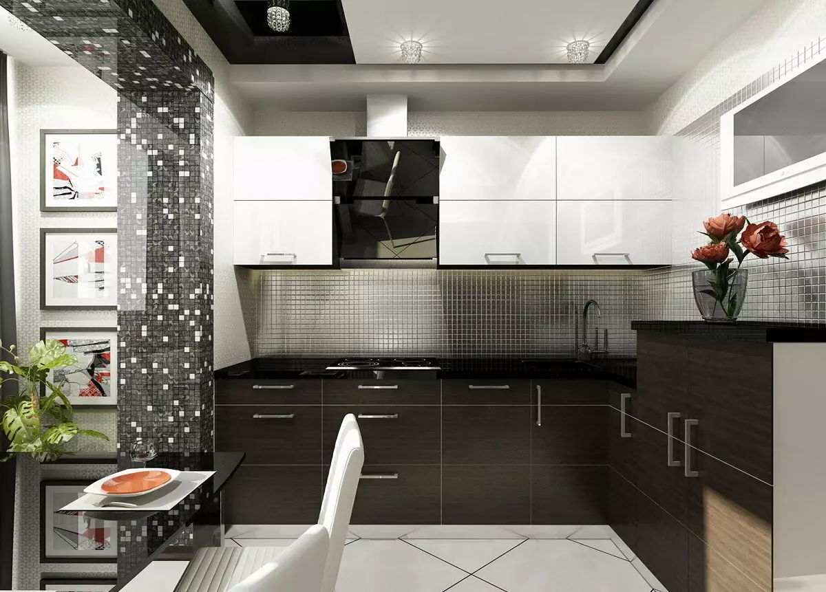 طراحی آشپزخانه 9 متر مربع. متر با بالکن (71 عکس): طرح بندی و گزینه های آشپزخانه داخلی با دسترسی به بالکن، توصیه های تعمیر 9466_10