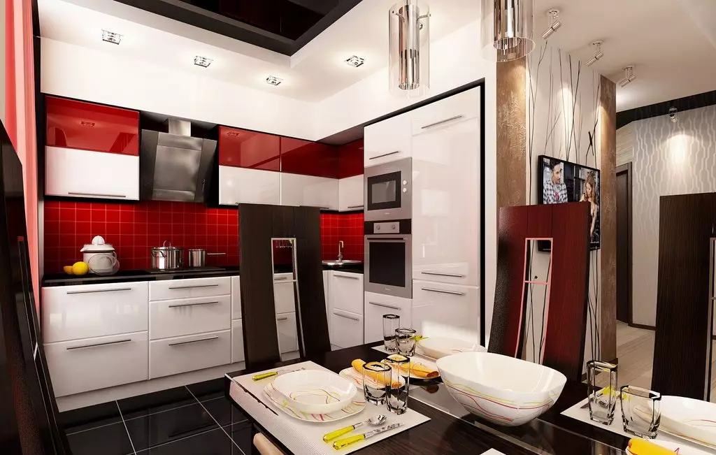 Σχεδιασμός κουζίνας 9 τετραγωνικά μέτρα. M με μπαλκόνι (71 φωτογραφίες): διάταξη και επιλογές για το εσωτερικό της κουζίνας με πρόσβαση στο μπαλκόνι, επισκευές συστάσεις 9466_11