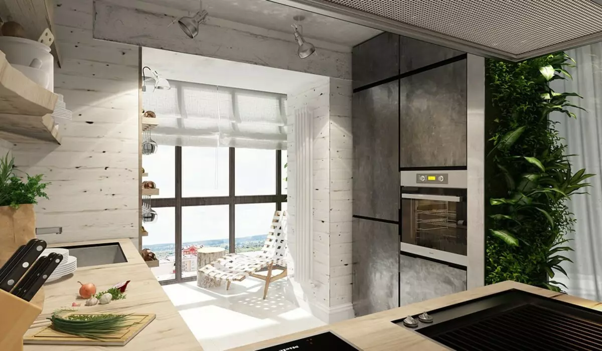 Kuchyňský design 9m². M s balkonem (71 fotek): rozložení a možnosti pro interiér kuchyně s přístupem k balkonu, doporučení o opravách 9466_45