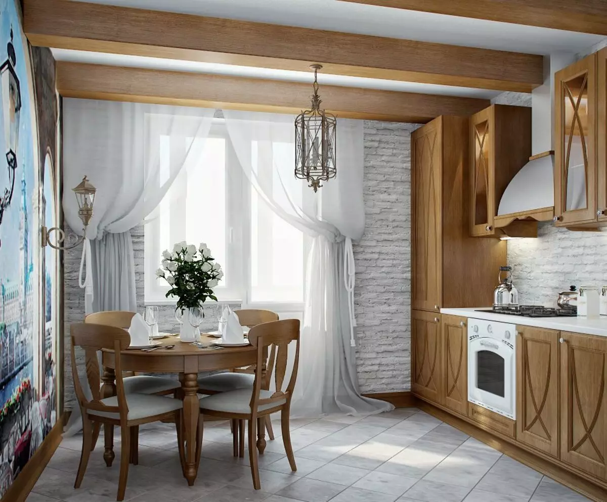 Kuhinjska design 9 kvadratnih metrov. M z balkonom (71 fotografij): postavitev in možnosti za notranjost kuhinje z dostopom do balkona, priporočil za popravila 9466_61