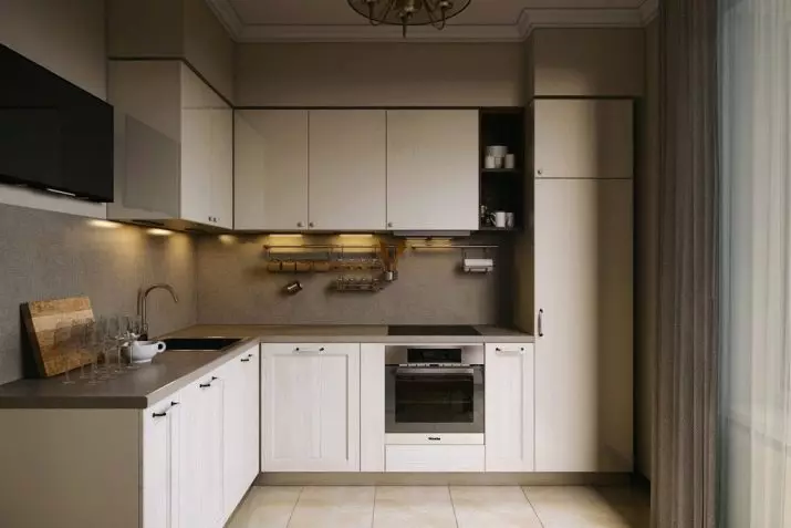 Kitchens in 'n paneelhuis (61 foto's): Opsies vir interieurontwerp van kombuise van klein groottes, skedulering nuanses 9476_2
