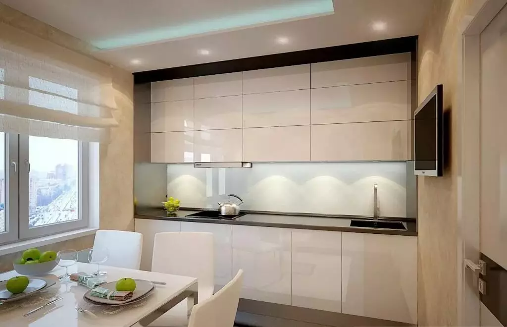 Cozinhas em uma casa de painel (61 fotos): Opções para design de interiores de cozinhas de pequenos tamanhos, programando nuances 9476_45