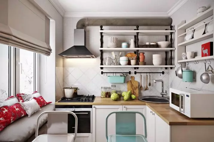 Kök i ett hus-ship (46 foton): Köksdesign 6 kvadratmeter. Mätare och reparation av andra små kök, planeringsidéer 9482_44