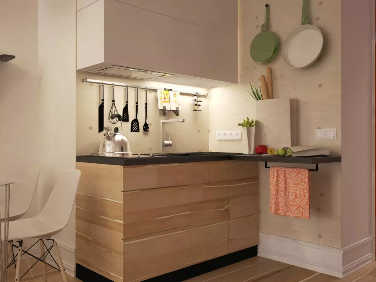 Bucătărie-nișă (42 de fotografii): Ce este? Idei de design interior. Cum să bateți o nișă de bucătărie în apartament? Dimensiunea minimă pătrată 9483_12