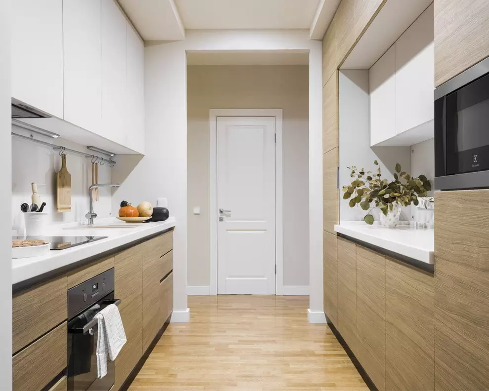 Cocina-nicho (42 fotos): ¿Qué es? Ideas de diseño de interiores. Cómo vencer a un nicho de cocina en el apartamento? tamaño de mínimos cuadrados 9483_25