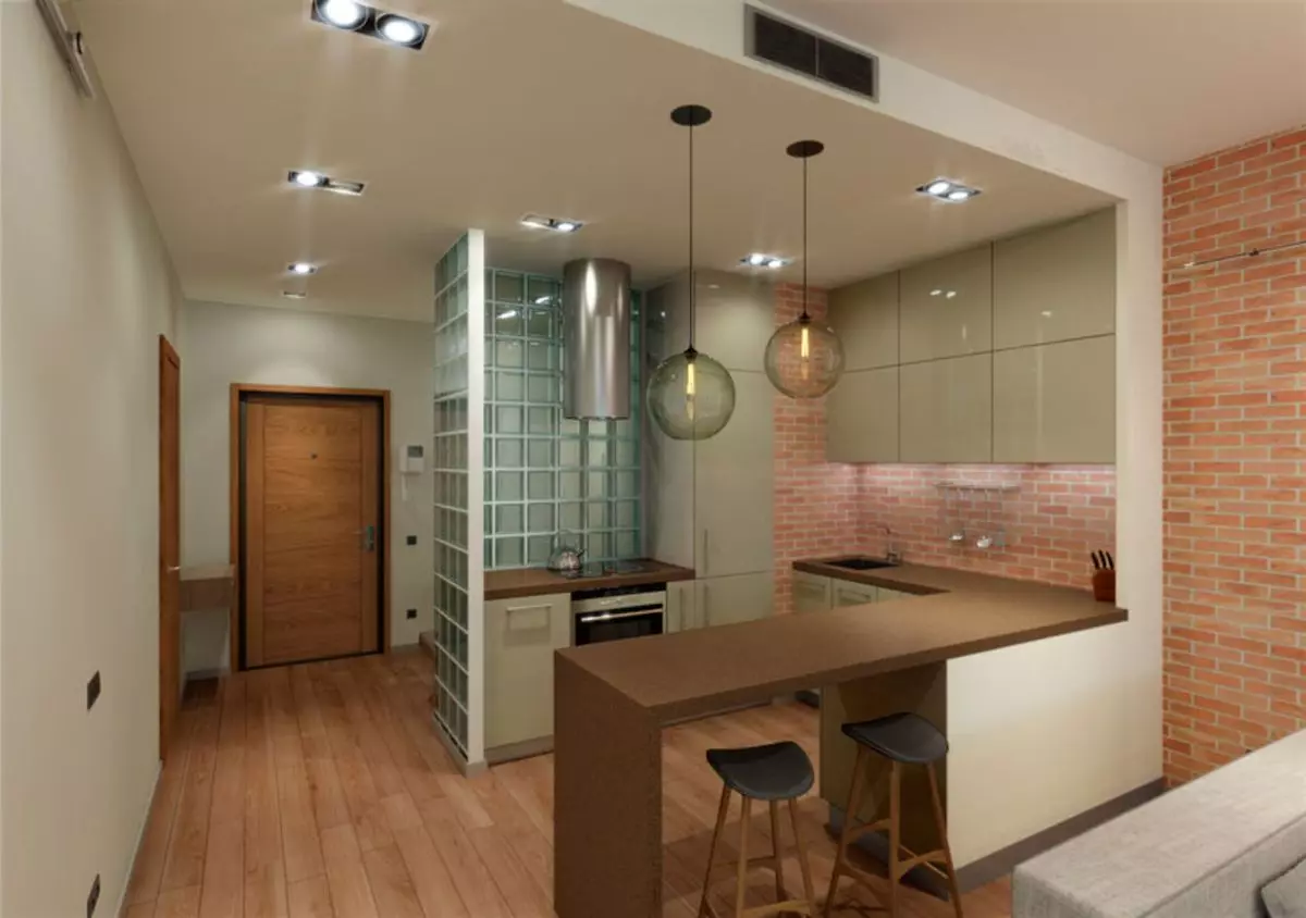 Dapur-Niche (42 foto): Apa itu? Ide desain interior. Bagaimana cara mengalahkan niche dapur di apartemen? Ukuran persegi minimum 9483_26