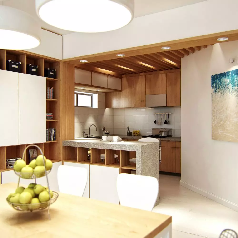 Cucina-nicchia (42 foto): cos'è? Idee di interior design. Come battere una nicchia da cucina nell'appartamento? Dimensione minima quadrata 9483_34