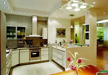 Кухињски зонирање (55 фотографија): Како поделити мали кухињски простор у две зоне? Опције дизајна рекреације 9486_12