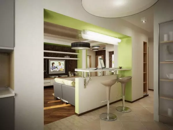 Hall de entrada de cociña (62 fotos): un deseño de cociña combinado cun corredor nunha casa privada e no apartamento. Deseño de cociña de interiores nun estilo 9487_19