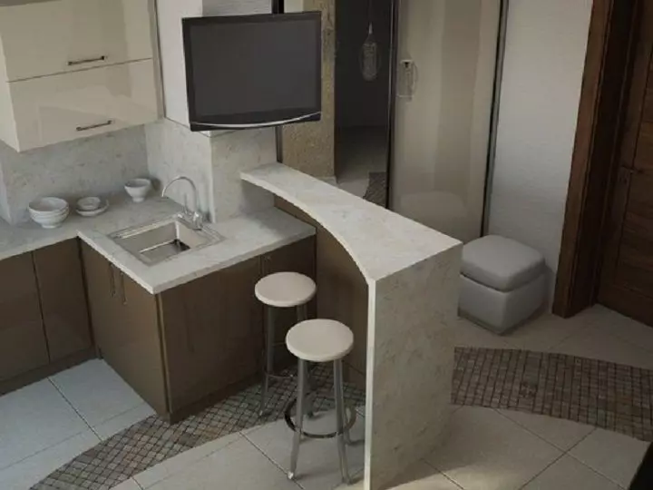 Cucina-ingresso (62 foto): un layout della cucina combinato con un corridoio in una casa privata e nell'appartamento. Interior design Kitchen-sale in uno stile 9487_21