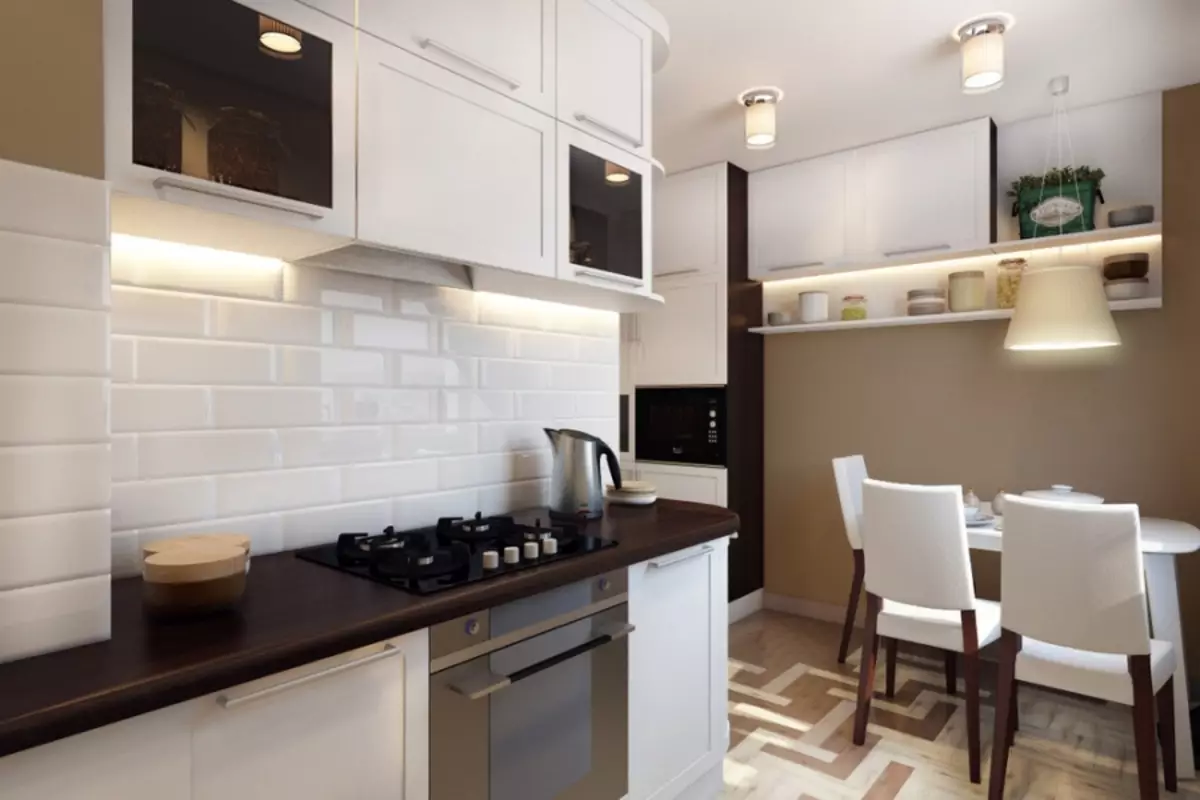 Bucătărie-hol de intrare (62 fotografii): un aspect de bucătărie combinat cu un coridor într-o casă privată și în apartament. Designul interior de bucătărie în un singur stil 9487_24