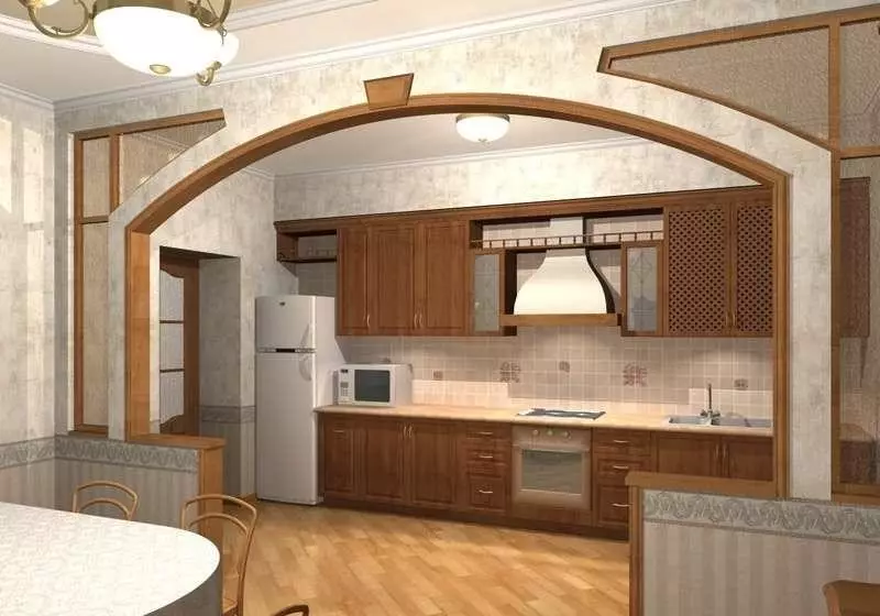 Bucătărie-hol de intrare (62 fotografii): un aspect de bucătărie combinat cu un coridor într-o casă privată și în apartament. Designul interior de bucătărie în un singur stil 9487_47
