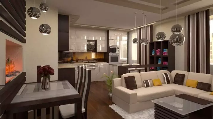 Studio de cociña 20 metros cadrados. M (50 fotos): opcións de deseño para cuartos combinados cunha superficie de 20 cadrados no apartamento 9488_2