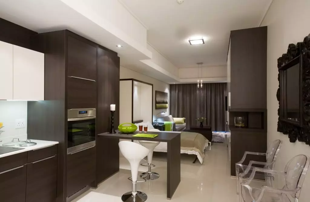 Kuhinjski studio 20 četvornih metara. M (50 fotografija): opcije dizajna za kombinirane sobe s površinom od 20 kvadrata u apartmanu 9488_22