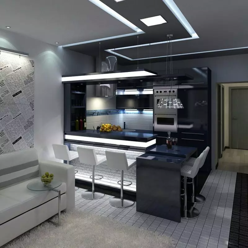 Kuhinjski studio 20 četvornih metara. M (50 fotografija): opcije dizajna za kombinirane sobe s površinom od 20 kvadrata u apartmanu 9488_25