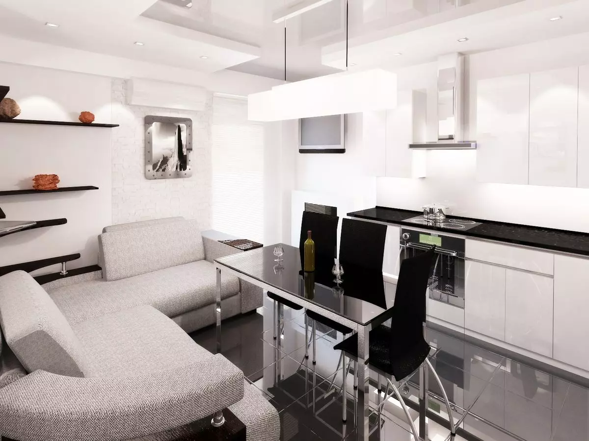 Cucina-studio 20 metri quadrati. M (50 foto): opzioni di design per camere combinate con un'area di 20 piazze nell'appartamento 9488_26