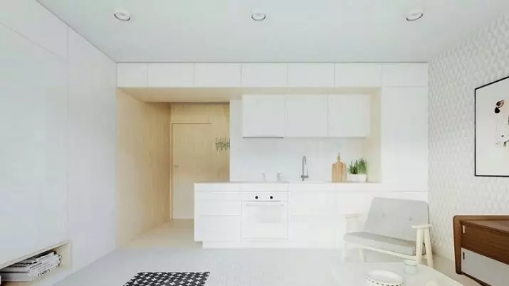 Kitchen-studio 20 square meters. M (50 mga larawan): Mga pagpipilian sa disenyo para sa pinagsamang mga kuwarto na may isang lugar na 20 mga parisukat sa apartment 9488_50