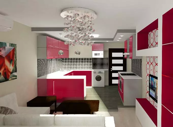 Cucina-studio 20 metri quadrati. M (50 foto): opzioni di design per camere combinate con un'area di 20 piazze nell'appartamento 9488_7