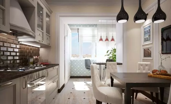 Virtuvė kartu su lodžija (98 nuotraukos): asociacijos koordinavimas, sujungti virtuvės svetainę ir įprastą virtuvę su lodžija, dizaino parinktys 9493_50