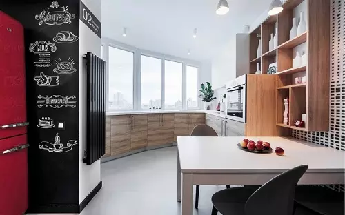 Virtuvė kartu su lodžija (98 nuotraukos): asociacijos koordinavimas, sujungti virtuvės svetainę ir įprastą virtuvę su lodžija, dizaino parinktys 9493_59