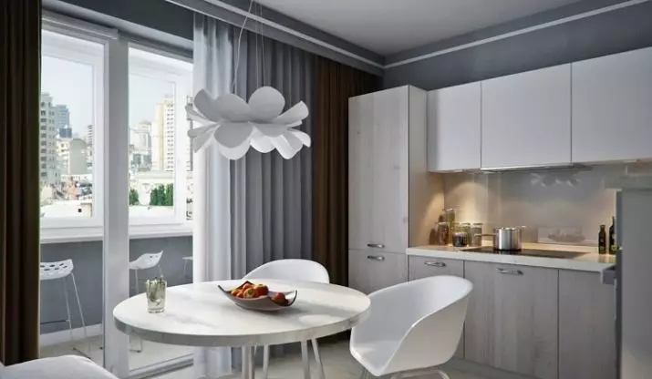 Virtuvė kartu su lodžija (98 nuotraukos): asociacijos koordinavimas, sujungti virtuvės svetainę ir įprastą virtuvę su lodžija, dizaino parinktys 9493_97