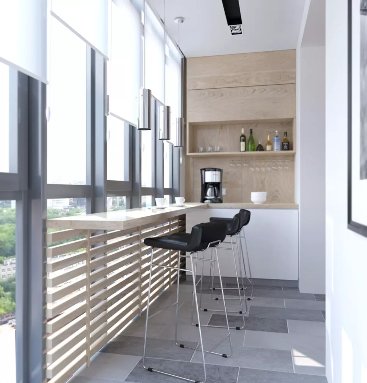 Deseño de cociña 12 m² M. m con balcón (47 fotos): Ideas de cociña 12 metros cadrados con porta de terraza, deseño de cociña con acceso ao balcón 9498_13