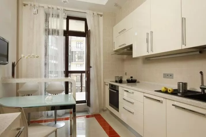طراحی آشپزخانه 12 متر مربع متر با بالکن (47 عکس): ایده های آشپزخانه 12 متر مربع با درب بالکن، طرح آشپزخانه با دسترسی بالکن 9498_2