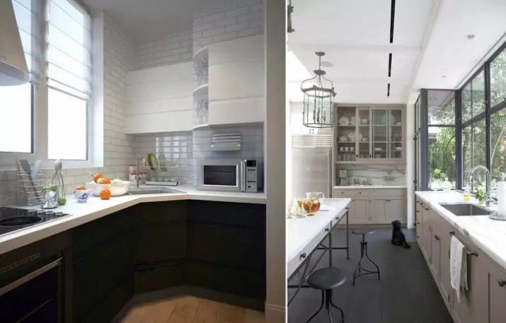 Dapur di loggia (58 gambar): Design Kitchen 3, 4, 6 meter persegi. m dan saiz lain. Bagaimana untuk membuat dapur di loggia dan memindahkannya dengan betul? 9501_53