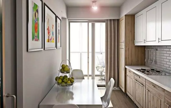 Kitchen konbine avèk yon balkon (76 foto): nou konbine kwizin nan ak yon balkon nan yon kay panèl. Design kwizin konbine avèk yon balkon ak ekspansyon li yo pa repare 9503_44