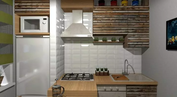 Дизайн маленької кухні з холодильником (76 фото): куди поставити холодильник? Кутові і вбудовані кухонні гарнітури з холодильником в інтер'єрі. Як розмістити його в кімнаті з вікном? 9504_55