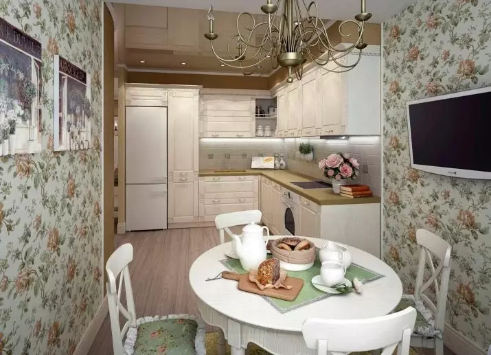 Design de pequena cozinha com geladeira (76 fotos): onde colocar uma geladeira? Canto e headsets de cozinha embutidos com geladeira no interior. Como colocá-lo na sala com uma janela? 9504_76