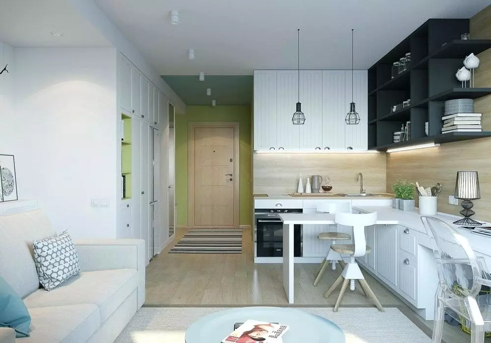 Dapur-ruang tamu 23-24 m. M. M (59 gambar): 4-meter persegi Layout hidup-hidup, projek bajet, contoh dalaman 9506_25