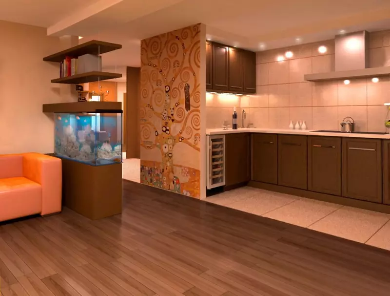 Desain dapur ruang tamu 20 meter persegi. M (75 foto): contoh proyek dengan zonasi, opsi interior, nuansa merencanakan ruang tamu dapur gabungan dengan sofa 9508_38