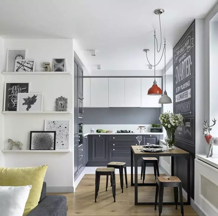 Sala de cuina 12 quadrats. M (62 fotos): disseny d'interiors i maquetació de cuina-sala d'estar de 12 places 9509_6
