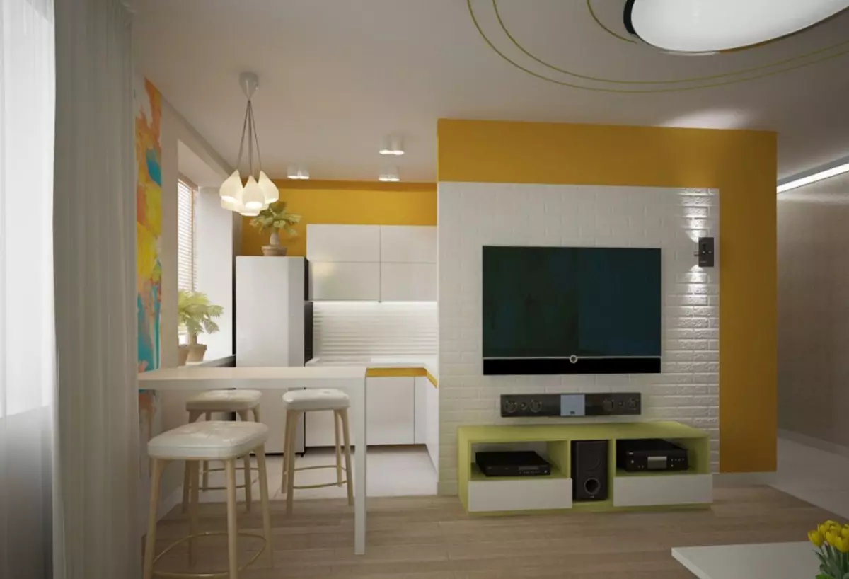 Wohnküche in Khruschtschow (75 Fotos): Innenarchitektur von kombinierten Zimmern, kombinierter Küche mit kleiner Küche in der Wohnung 9512_2
