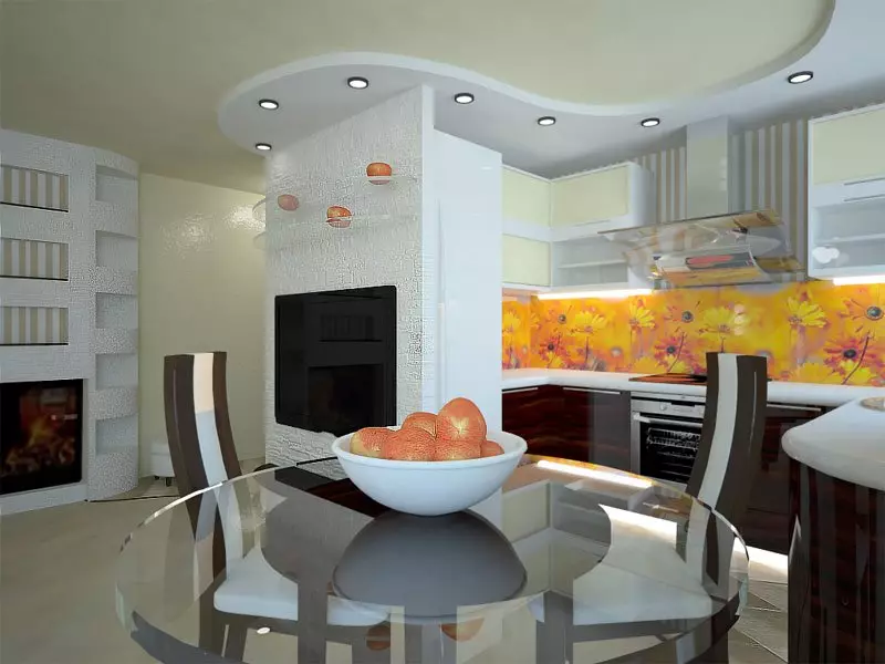 Wohnküche in Khruschtschow (75 Fotos): Innenarchitektur von kombinierten Zimmern, kombinierter Küche mit kleiner Küche in der Wohnung 9512_21